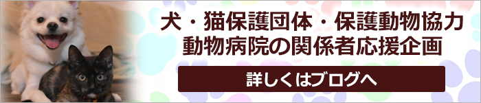 犬・猫保護団体・保護動物協力、動物病院の関係者応援企画
